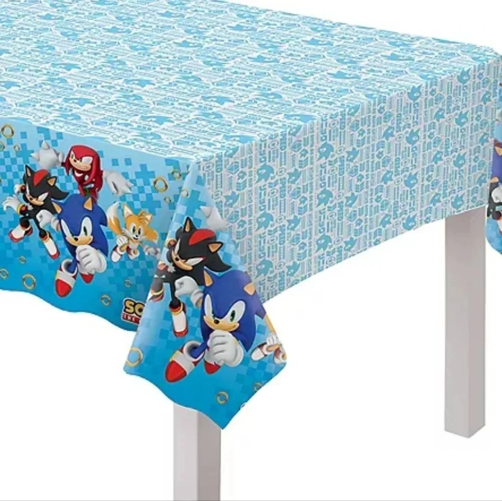 Sonic The Hedgehog Tablecover & Latex Balloons 6 PC Party Decorations Birthday